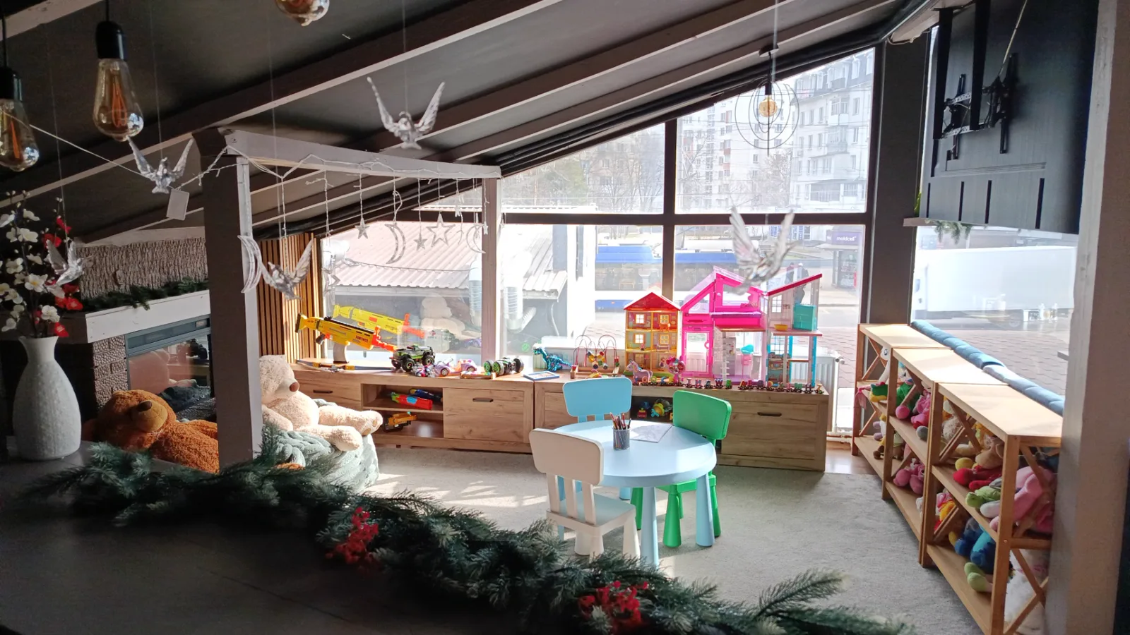 Play area with toys