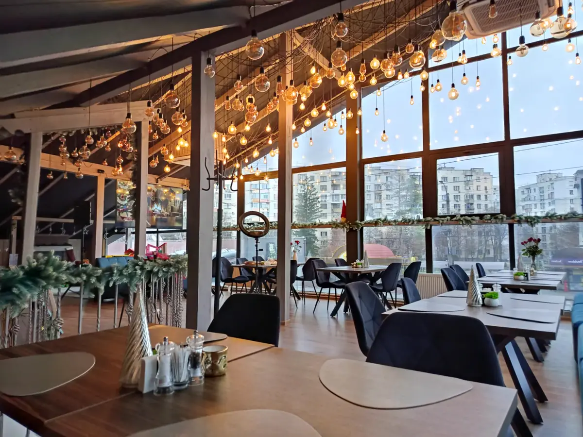Covered terrace with fairy lights